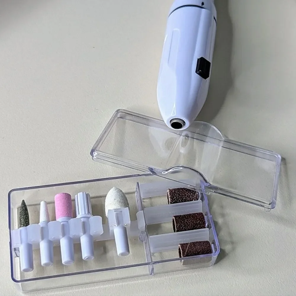 New Deluxe Manicure Machine Battery Operated With Bits & Cones In Case